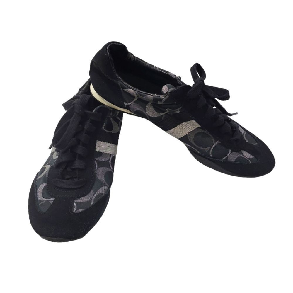 Coach Women's Kelson Signature Sneaker Shoes Black Smoke Gray 8M With Damage
